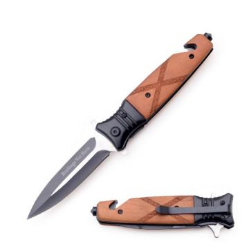 " HERITAGE NOT HATE " Assist Knife Carved Handle 4.5" W/Clip